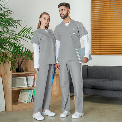 VIAOLI Unisex Medical Scrub Set – V-Neck Two-Piece Uniform (S–XXL) - MedEssentials Co.