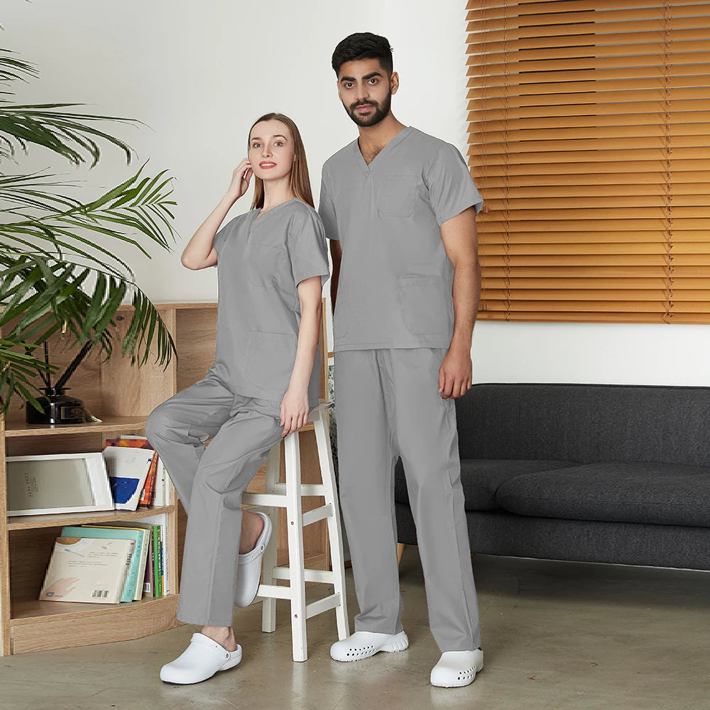VIAOLI Unisex Medical Scrub Set – V-Neck Two-Piece Uniform (S–XXL) - MedEssentials Co.