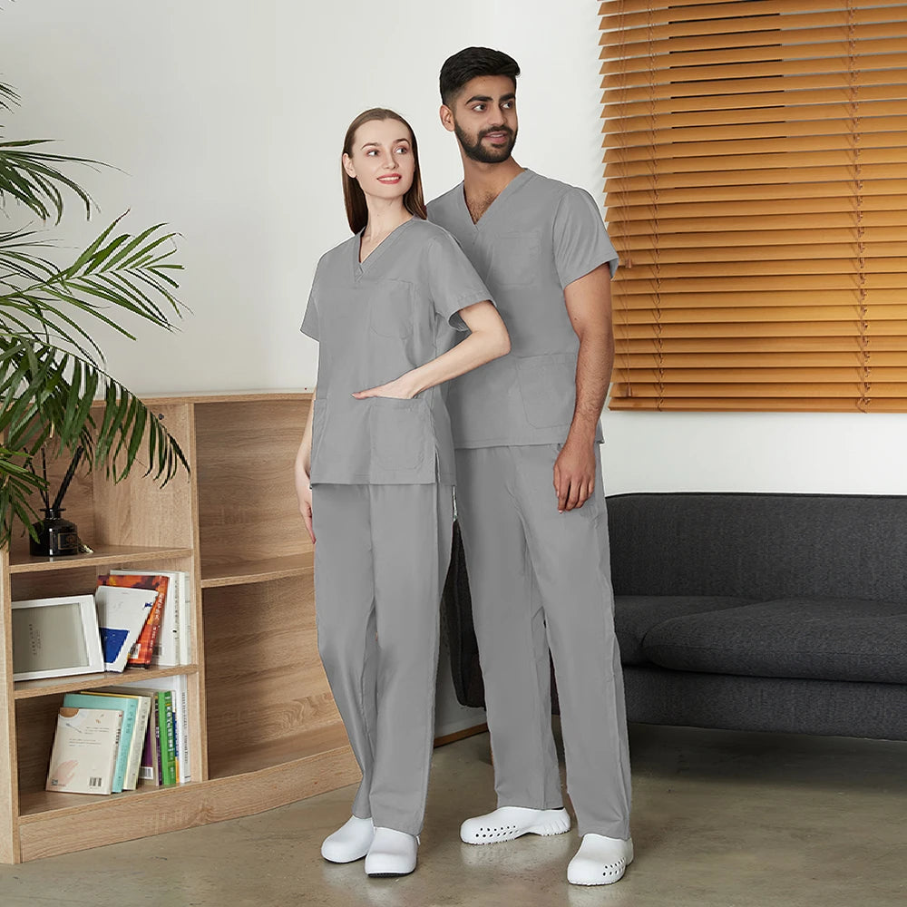 VIAOLI Unisex Medical Scrub Set – V-Neck Two-Piece Uniform (S–XXL) - MedEssentials Co.