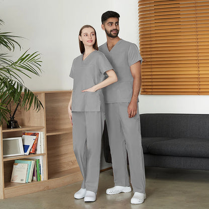 VIAOLI Unisex Medical Scrub Set – V-Neck Two-Piece Uniform (S–XXL) - MedEssentials Co.