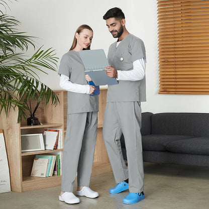 VIAOLI Unisex Medical Scrub Set – V-Neck Two-Piece Uniform (S–XXL) - MedEssentials Co.