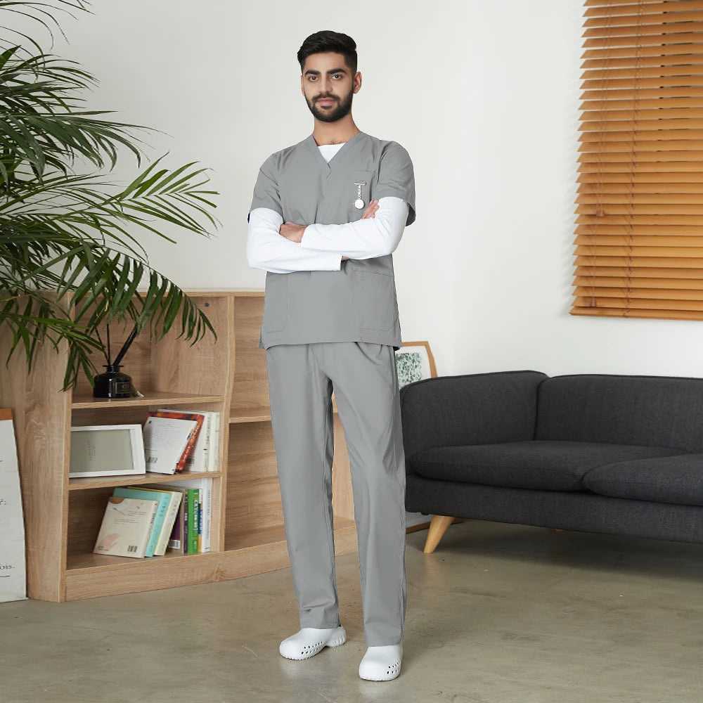 VIAOLI Unisex Medical Scrub Set – V-Neck Two-Piece Uniform (S–XXL) - MedEssentials Co.