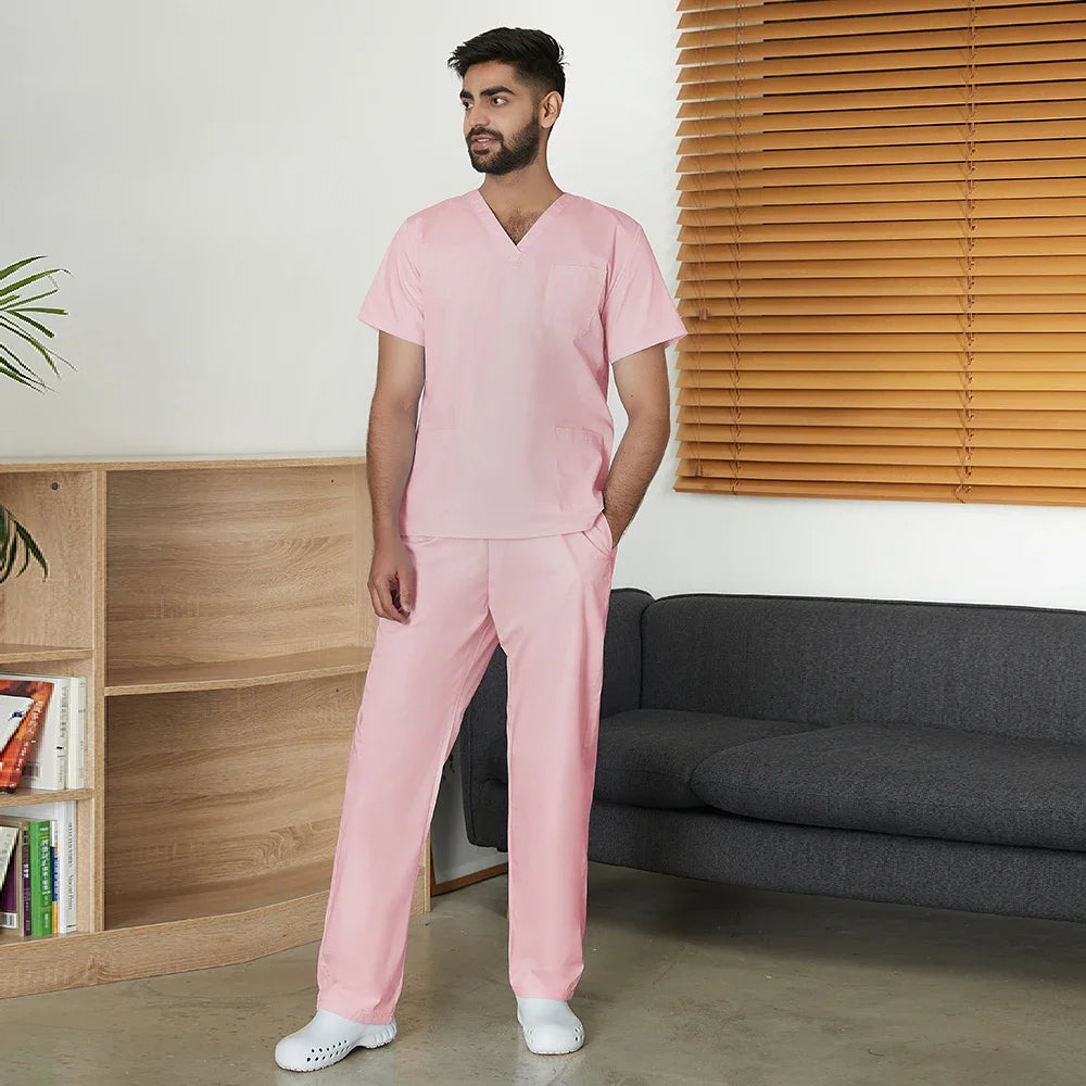 VIAOLI Unisex Medical Scrub Set – V-Neck Two-Piece Uniform (S–XXL) - MedEssentials Co.