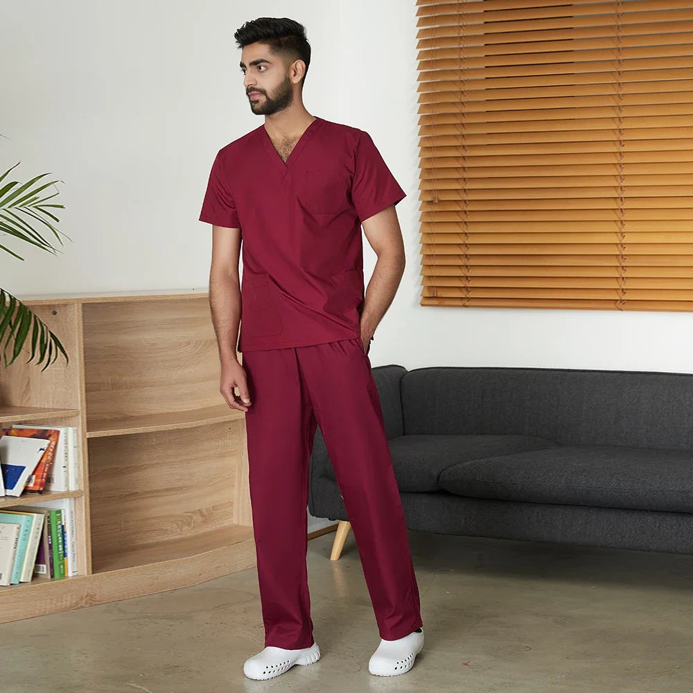 VIAOLI Unisex Medical Scrub Set – V-Neck Two-Piece Uniform (S–XXL) - MedEssentials Co.