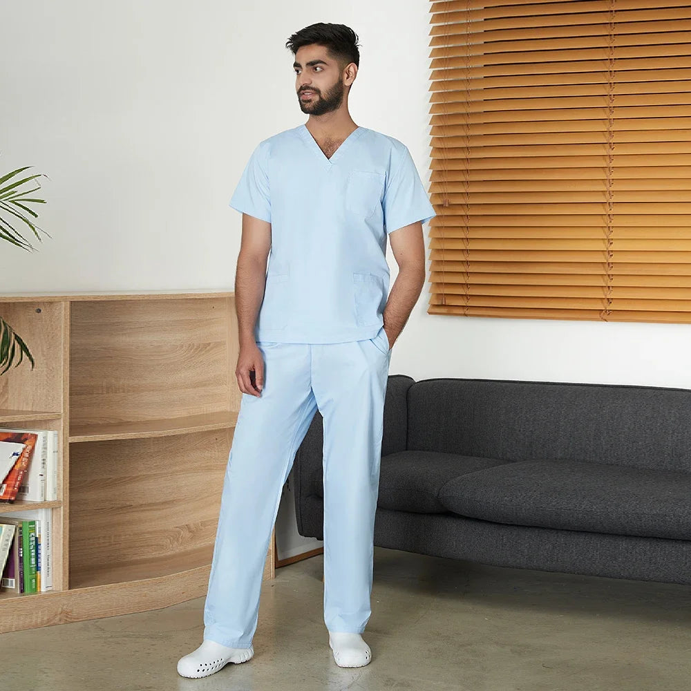 VIAOLI Unisex Medical Scrub Set – V-Neck Two-Piece Uniform (S–XXL) - MedEssentials Co.