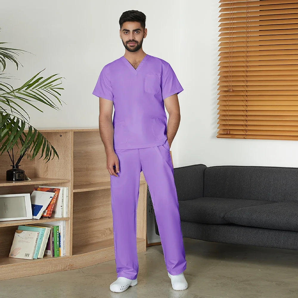 VIAOLI Unisex Medical Scrub Set – V-Neck Two-Piece Uniform (S–XXL) - MedEssentials Co.