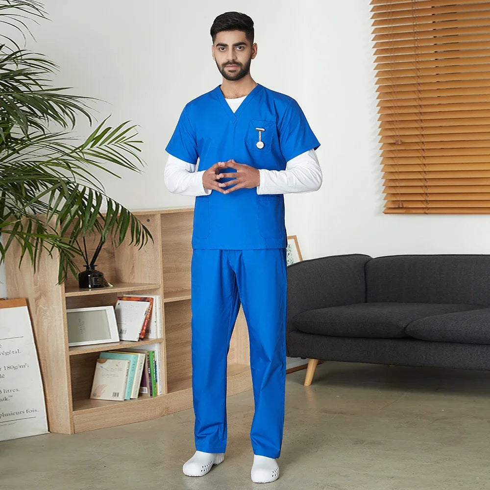 VIAOLI Unisex Medical Scrub Set – V-Neck Two-Piece Uniform (S–XXL) - MedEssentials Co.