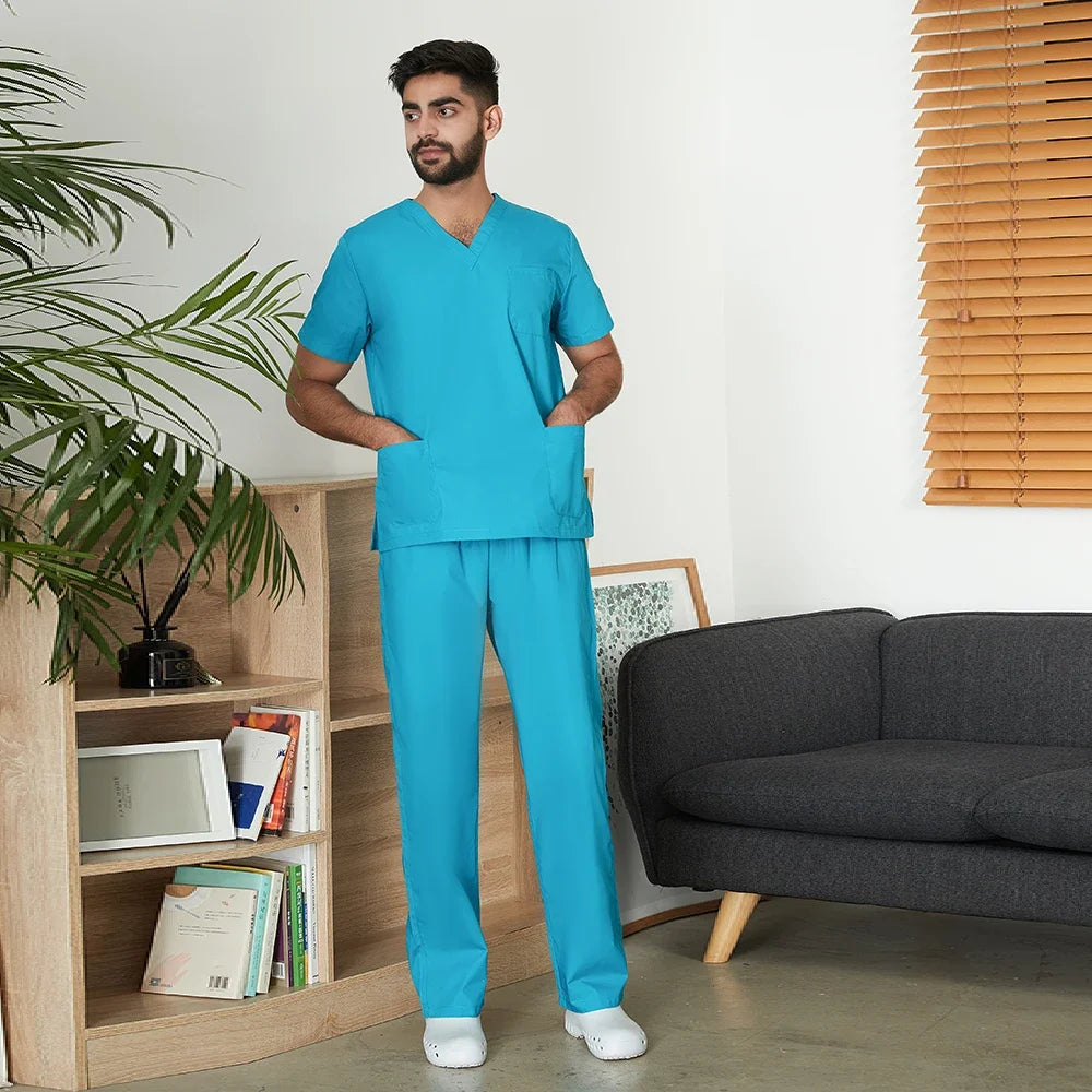 VIAOLI Unisex Medical Scrub Set – V-Neck Two-Piece Uniform (S–XXL) - MedEssentials Co.